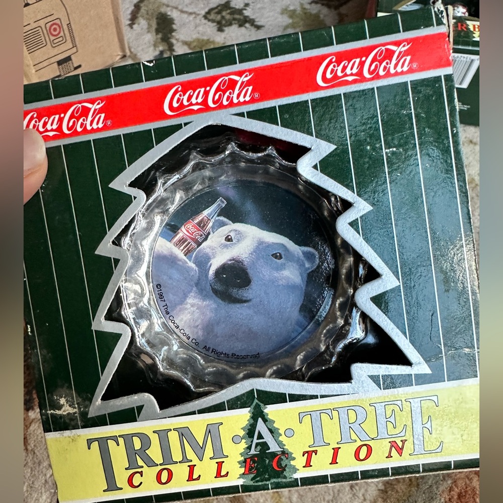 Vintage Coca-Cola Bottle Cap Polar Bear Santas 1990 COKE Ornaments